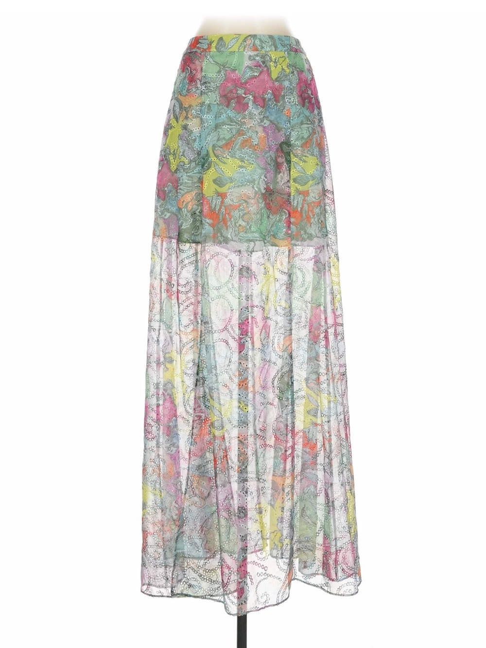 Alice + Olivia Pastel Floral Sheer Maxi Skirt
